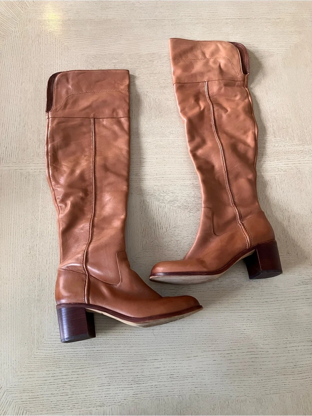 Sam Edelman JOPLIN Over-the-Knee Leather Riding Boots in Cognac Size 9.5M